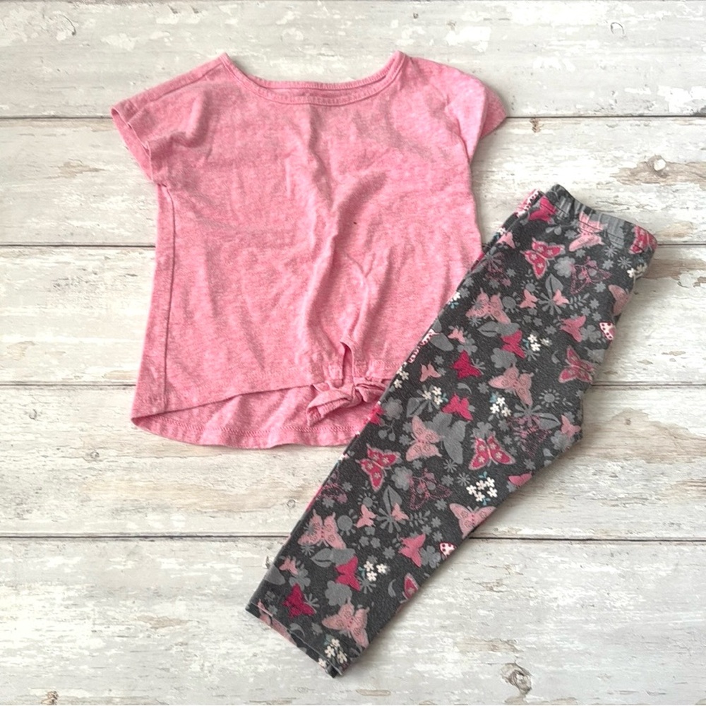 Children’s Place 12-18m Baby Girl Outfit Butterfly Leggings Pink Shirt 12m 18m